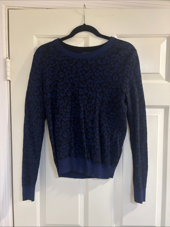 Banana Republic Sweaters - Banana Republic Navy and Black Leopard-Print Crewneck Sweater